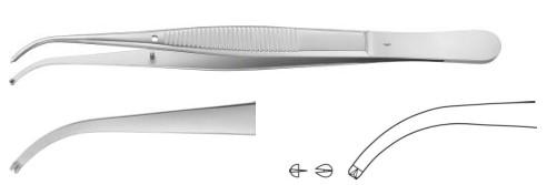 ПІНЦЕТ ХІРУРГІЧНИЙ ВИГН. 1X2 ЗУБ. 145MM